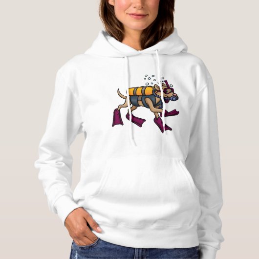 Scuba Diving Dog Womens Hoodie (Vorderseite)