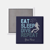 Scuba Diving Eat Sleep Dive Wiederholung Sprichwor Magnet (Vorderseite/Rückseite)