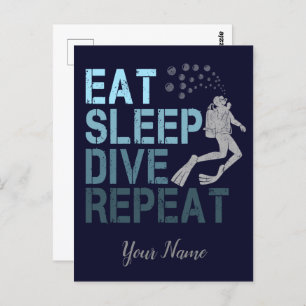 Scuba Diving Eat Sleep Dive Wiederholung Sprichwor Postkarte