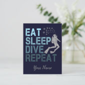 Scuba Diving Eat Sleep Dive Wiederholung Sprichwor Postkarte (Stehend Vorderseite)