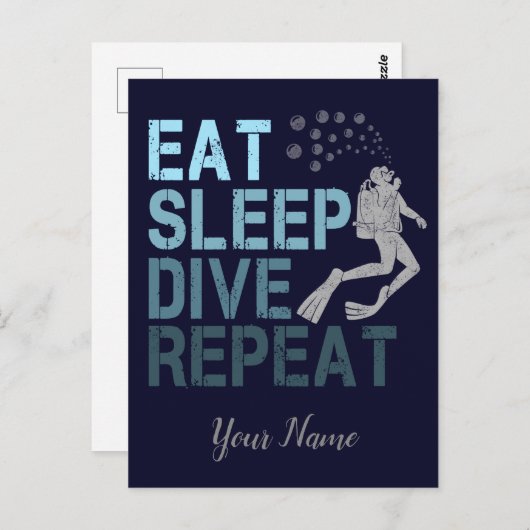 Scuba Diving Eat Sleep Dive Wiederholung Sprichwor Postkarte (Vorne/Hinten)