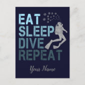 Scuba Diving Eat Sleep Dive Wiederholung Sprichwor Postkarte (Vorderseite)