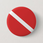 Scuba Diving Flag - Emblem Red White Button (Vorderseite)