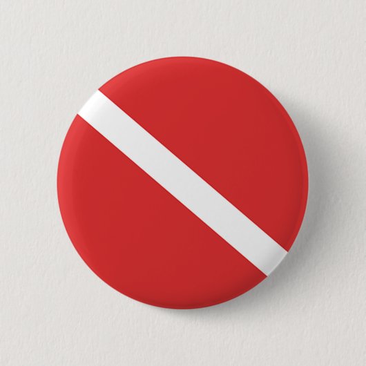 Scuba Diving Flag - Emblem Red White Button (Vorderseite)