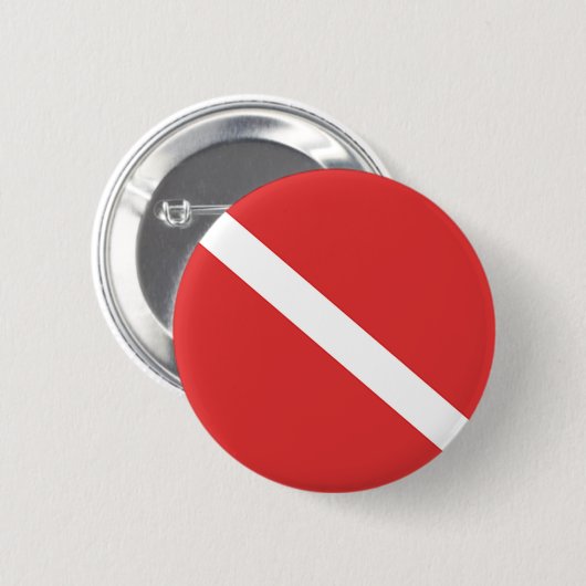 Scuba Diving Flag - Emblem Red White Button (Vorne & Hinten)