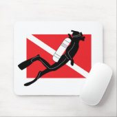 SCUBA Diving Flag mit männlichem SCUBA Diver Mousepad (Mit Mouse)
