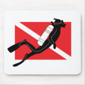 SCUBA Diving Flag mit männlichem SCUBA Diver Mousepad (Vorne)