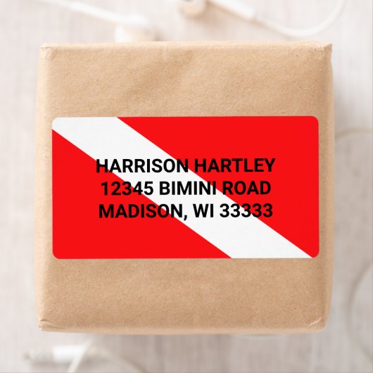 Scuba Diving Flag Shipping Label (Insitu)
