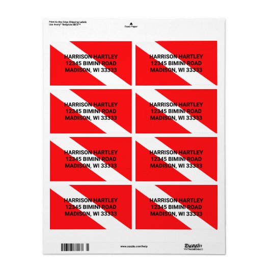 Scuba Diving Flag Shipping Label (Vorne)