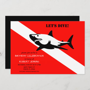 Scuba Diving Flag und Hai Geburtstag Einladung