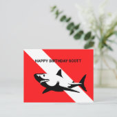 Scuba Diving Flag und Hai Geburtstag Postkarte (Stehend Vorderseite)