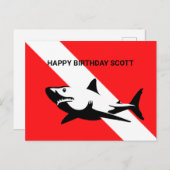 Scuba Diving Flag und Hai Geburtstag Postkarte (Vorne/Hinten)