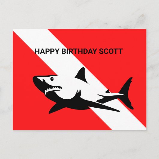 Scuba Diving Flag und Hai Geburtstag Postkarte (Vorderseite)
