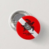 Scuba Diving Flag und Sea Turtle Custom Button (Vorne & Hinten)