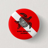 Scuba Diving Flag und Sea Turtle Custom Button (Vorderseite)