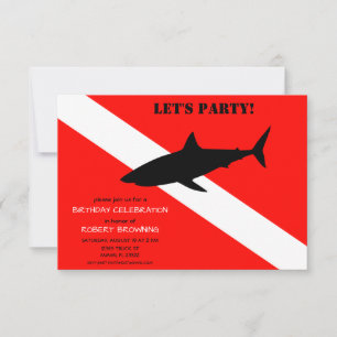 Scuba Diving Flag und Shark Foto Geburtstag Einladung