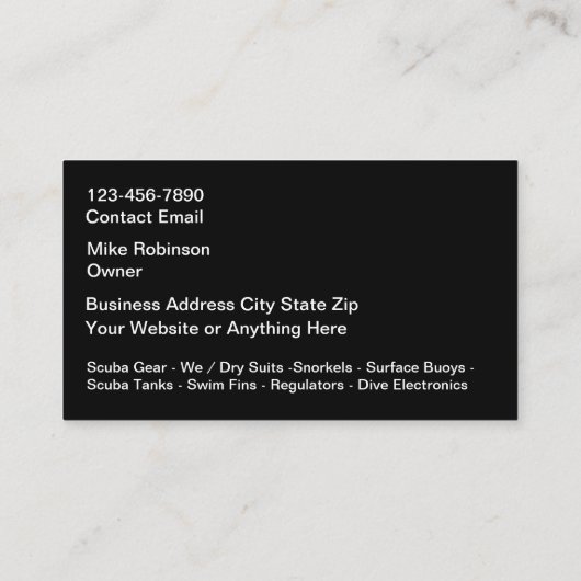 Scuba Diving Gear Equipment Business Cards Visitenkarte (Rückseite)