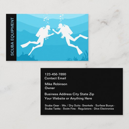 Scuba Diving Gear Equipment Business Cards Visitenkarte (Vorne/Hinten)