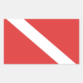 Scuba Diving Logo - Red White Flag für Taucher Rechteckiger Aufkleber