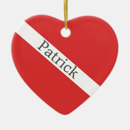 Scuba Diving Logo - Taucherflagge mit rotem Herz Keramik Ornament