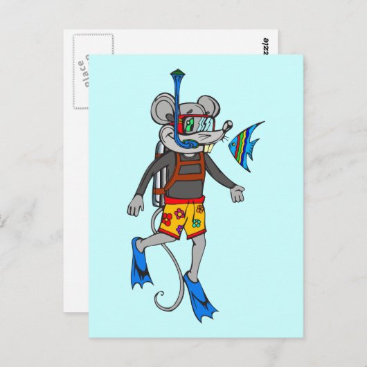 Scuba Diving Maus Postkarte (Vorne/Hinten)