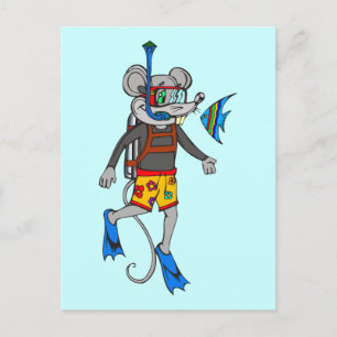 Scuba Diving Mouse Postkarte