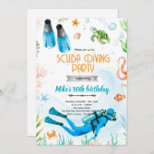 Scuba Diving party Invitation Einladung (Vorne/Hinten)