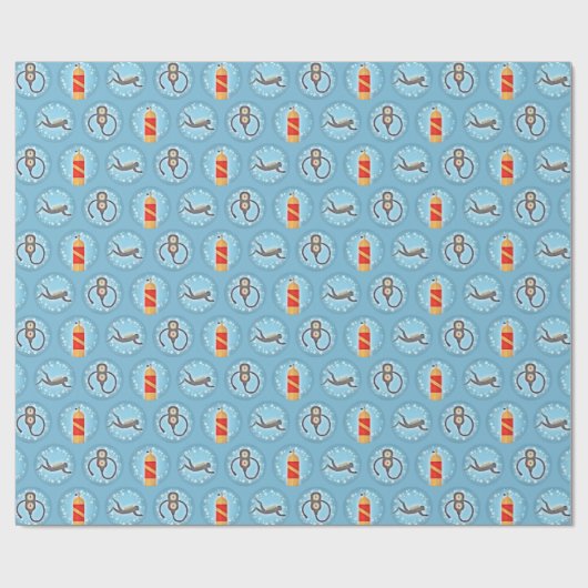Scuba Diving Pattern - Niedliches Thema Geschenkpapier (Flach)