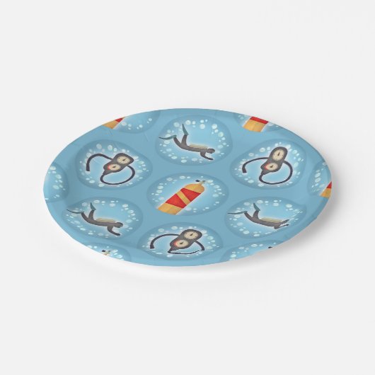 Scuba Diving Pattern - Niedliches Thema Pappteller (Schrägansicht)