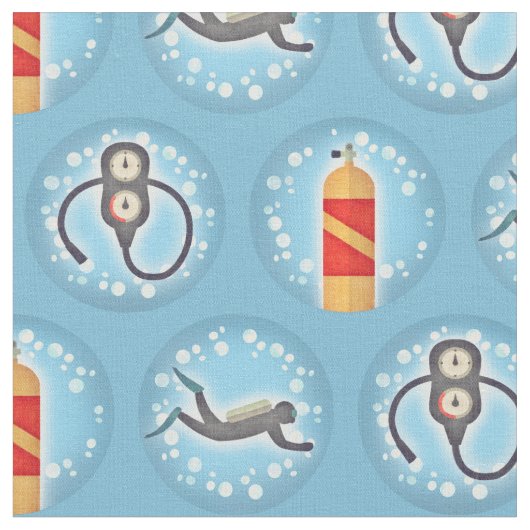 Scuba Diving Pattern - Niedliches Thema Stoff (Nahaufnahme)