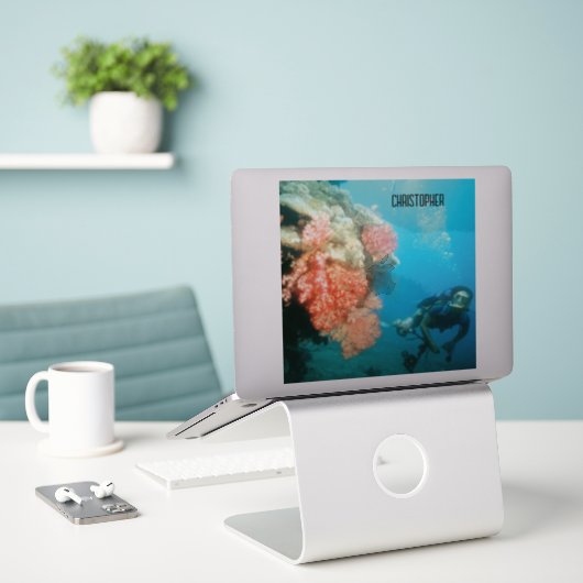 Scuba Diving Personalisiert Aufkleber (Laptop auf Schreibtisch)