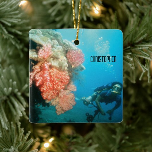 Scuba Diving Personalisiert Keramikornament (Baum)