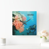 Scuba Diving Personalisiert Quadratische Wanduhr (Zuhause)