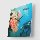 Scuba Diving Personalisiert Quadratische Wanduhr (Winkel)