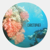 Scuba Diving Personalisiert Runder Aufkleber (Vorderseite)