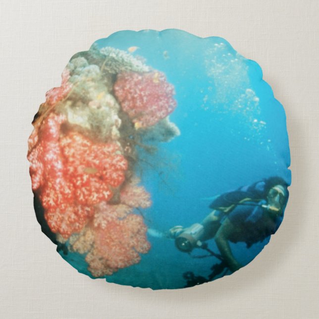 Scuba Diving Personalisiert Rundes Kissen (Vorderseite)