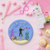 Scuba diving Sea Life Cartoon Pappteller (Party)