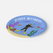 Scuba diving Sea Life Cartoon Pappteller (Schrägansicht)