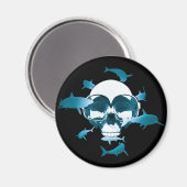 Scuba Diving Skull and Sharks Graphic Design Magnet (Vorderseite/Rückseite)