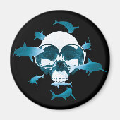 Scuba Diving Skull and Sharks Graphic Design Magnet (Vorne)