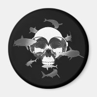 Scuba Diving Skull and Sharks Graphic Design