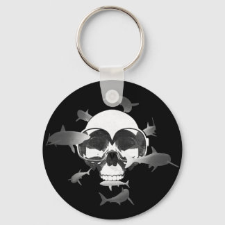 Scuba Diving Skull and Sharks Graphic Design Schlüsselanhänger
