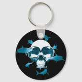 Scuba Diving Skull and Sharks Graphic Design Schlüsselanhänger (Vorderseite)