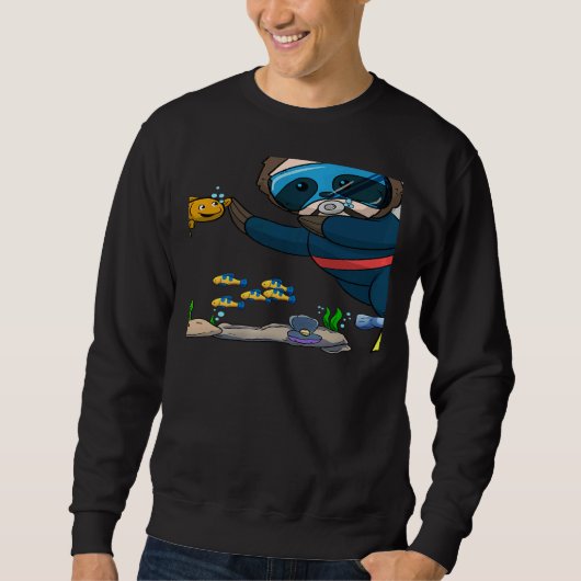 Scuba Diving Snorkeling Sloth Lazy Tired Dive Slee Sweatshirt (Vorderseite)