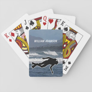 Scuba Diving Sports Silhouette Ozeanszene Spielkarten