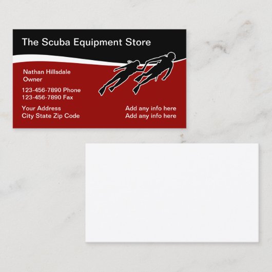 Scuba Diving Theme Business Cards Visitenkarte (Vorne/Hinten)