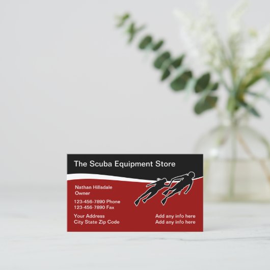 Scuba Diving Theme Business Cards Visitenkarte (Stehend Vorderseite)