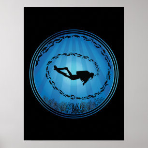 Scuba Diving Umgeben Poster