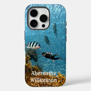 Scuba Diving Underwater Szene Diver personalisiere iPhone 16 Pro Hülle