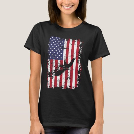 Scuba Diving USA Flag Diver Freediving T-Shirt (Vorderseite)